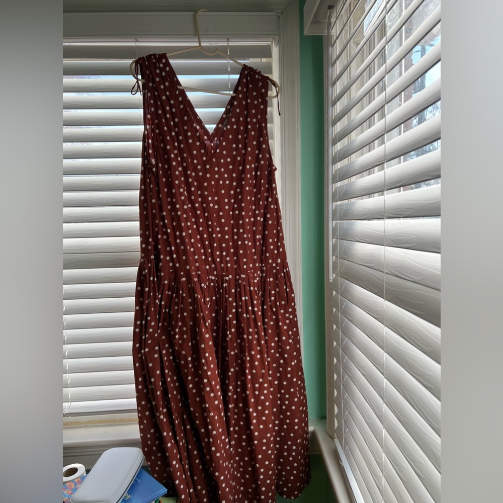 Polka Dotted Cotton Drop Waist Dress Size 12